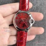 Perfect Replica V6 Factory Cartier Ballon Bleu WSBB0022 Red Textured Dial 33mm Women's Watch 